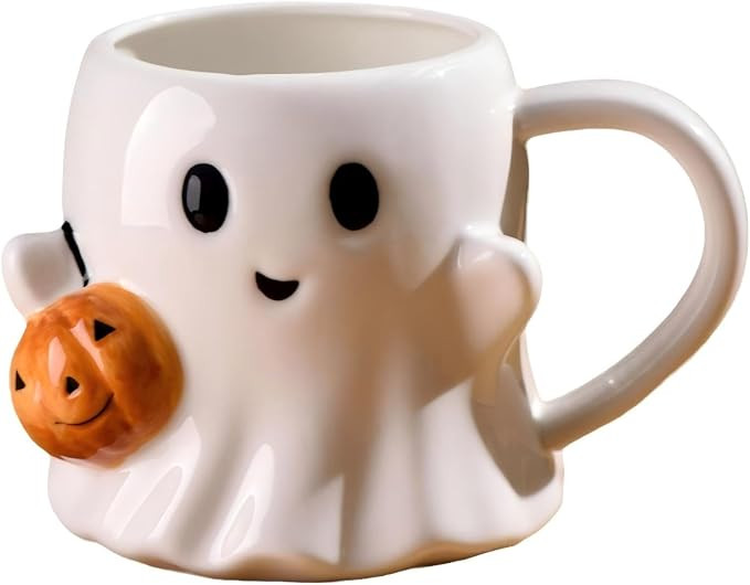 Ceramic Ghost Coffee Mug, White Cup, Daily Use Holiday Gift, Novelty Mugs for Milk, Juice, Latte,... | Amazon (US)