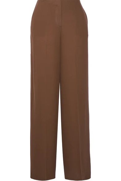 Theory - Ryeridge Silk-crepe Wide-leg Pants - Brown | NET-A-PORTER (US)