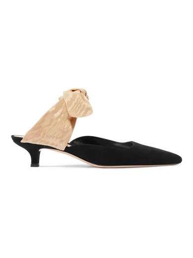 The Row - Coco Suede And Moire Mules - Black | NET-A-PORTER (US)