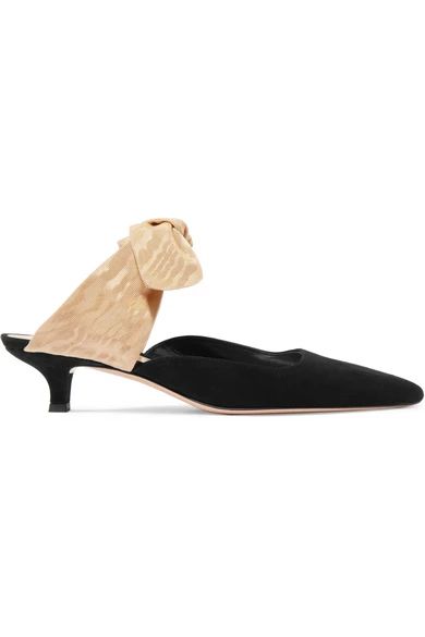 The Row - Coco Suede And Moire Mules - Black | NET-A-PORTER (US)