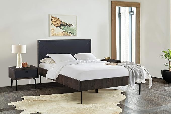 armen LIVING SETCRBDQN3A Cross Dark Gray Solid Oak Queen 3pc Bedroom Set | Amazon (US)