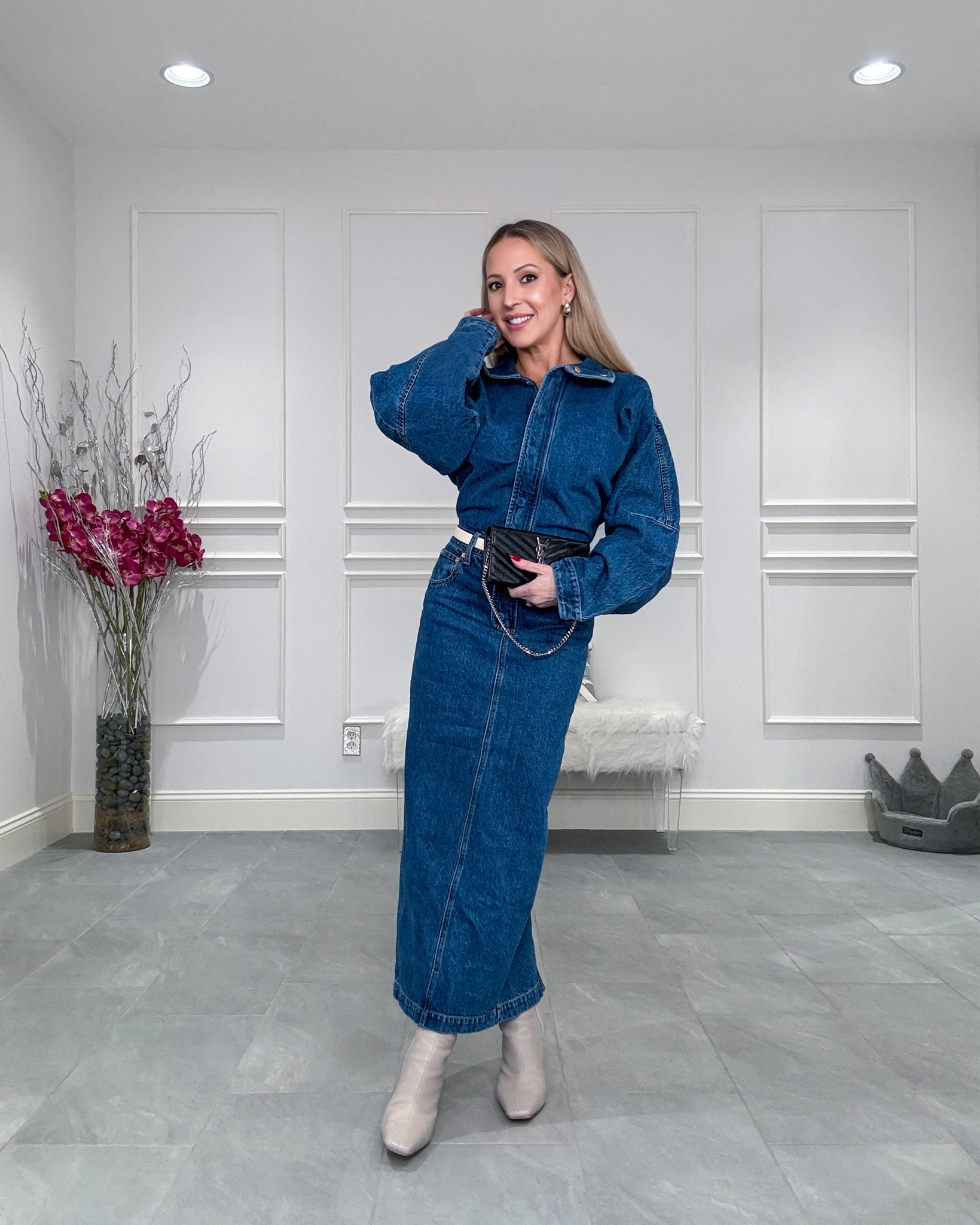 Long sleeve denim maxi dress is my go to for a comfortable and warm everyday outfit going from winter into spring. Valentino belt is reversible basically making it 2 belts in 1 which is way better value. Cream knee high boots on repeat. Saint Laurent wallet on a chain is great when you want a clutch but the option to have a shoulder bag when you don’t want to hold it. 



#LTKSpringSale #LTKstyletip #LTKSeasonal