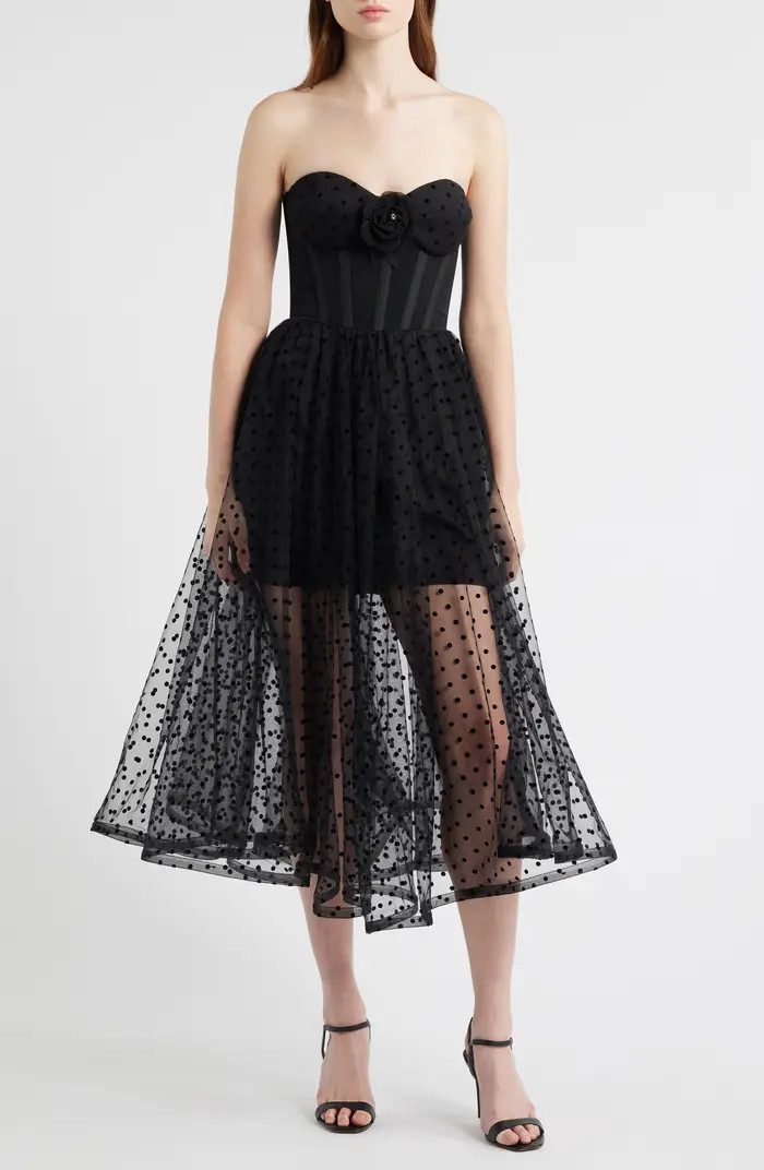 HELSI Valen Flocked Strapless Party Dress | Nordstrom | Nordstrom