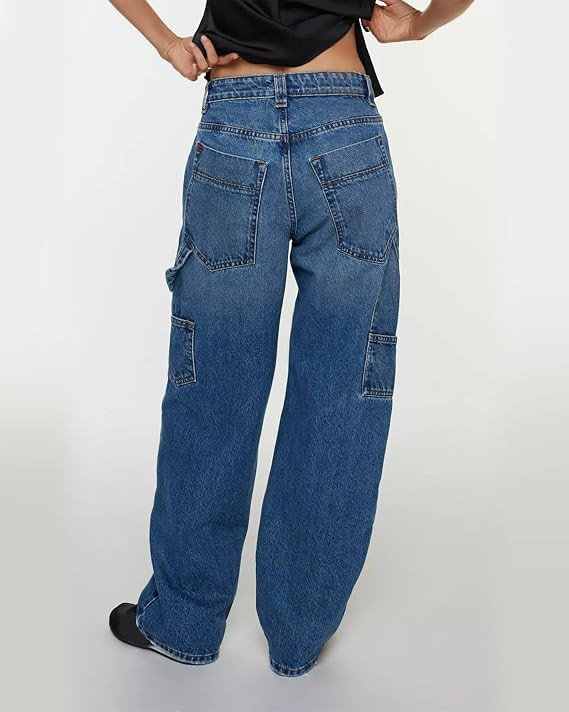 Kedera Mid Rise Barrel Baggy Carpenter Jeans for Women Wide Leg Denim Pants Baggy Boyfriend Cargo... | Amazon (US)