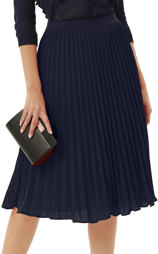 GRACE KARIN Women High Elastic Waist Pleated Chiffon Skirt Midi Swing A-line Skirts | Amazon (US)