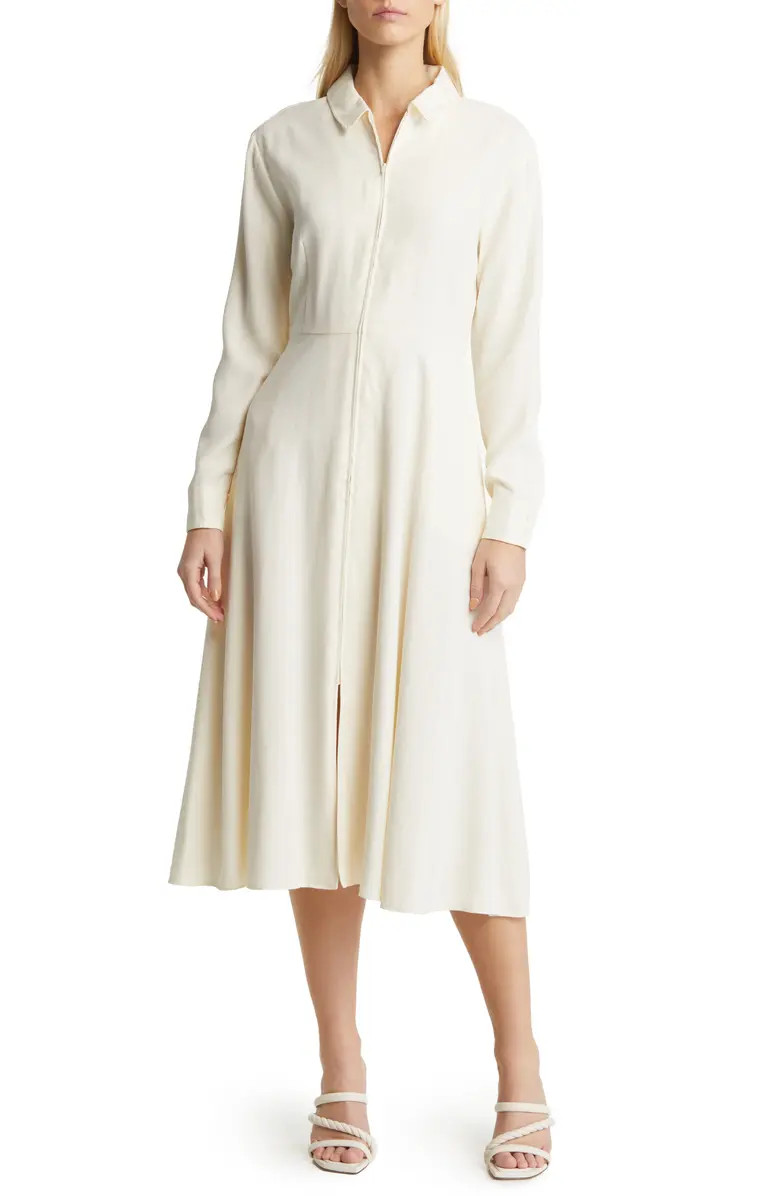 Nordstrom Front Zip Long Sleeve Midi Dress | Nordstrom | Nordstrom