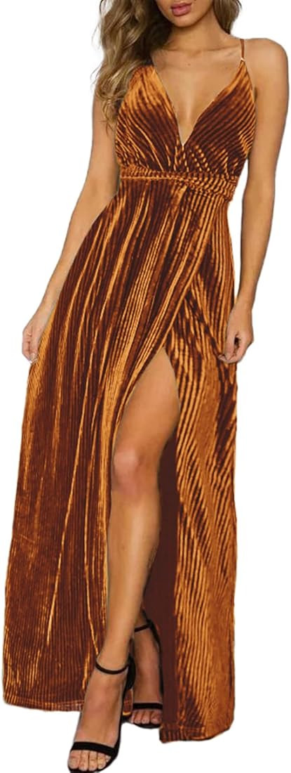 Simplee Apparel Women's Boho Floral V Neck Formal Maxi Ruffle Dress Long Flowy Bridesmaid Wedding... | Amazon (US)