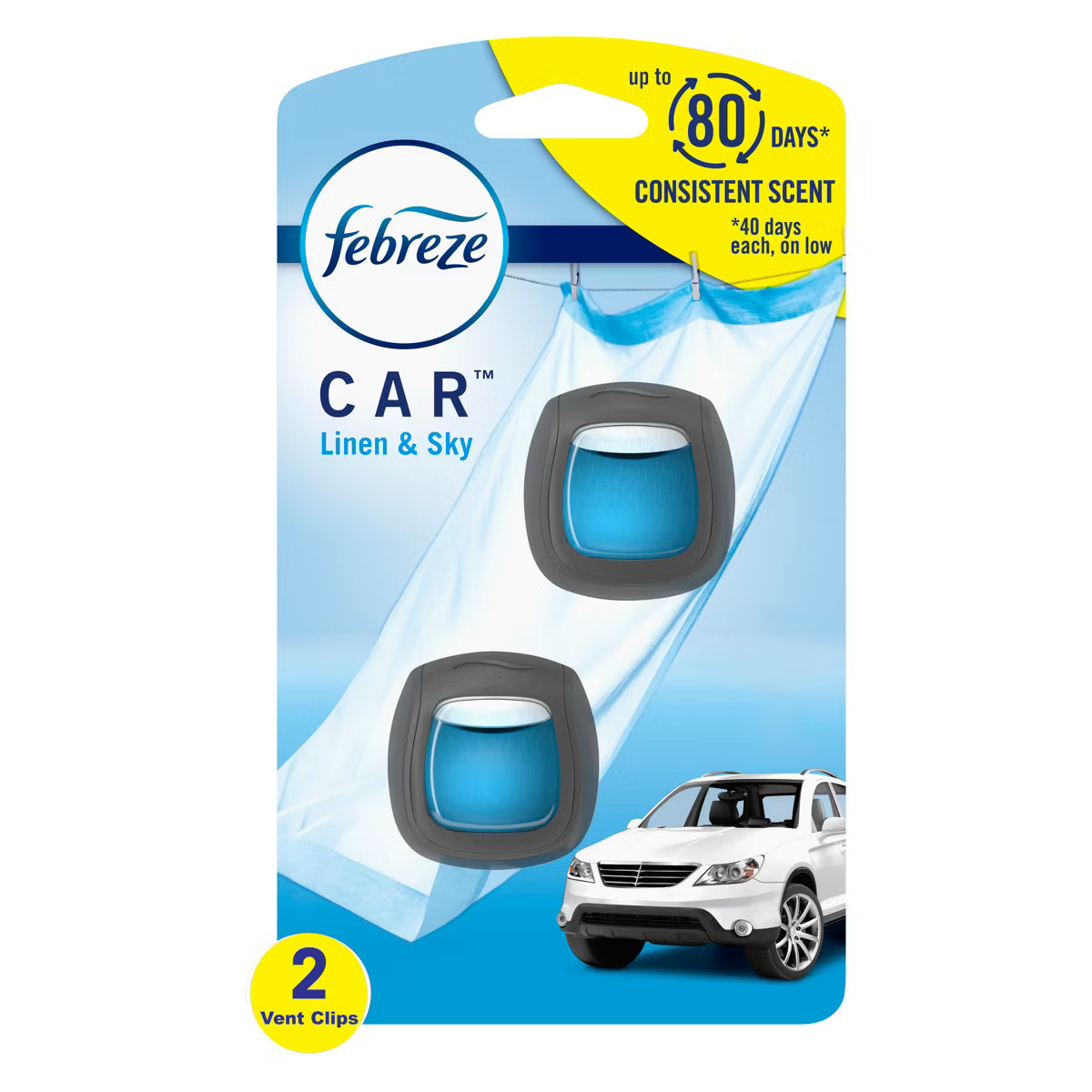 Febreze Car Air Freshener Vent Clip - Linen & Sky Scent - 0.13 fl oz/2pk | Target