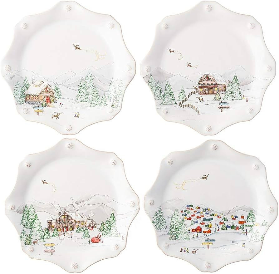 Juliska Berry & Thread North Pole Scalloped Dessert/Salad Plates, Assorted Set/4 | Amazon (US)