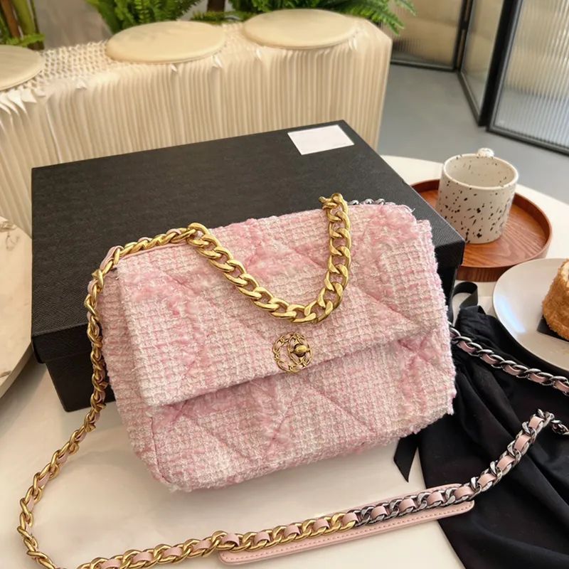 Pink Evening Bag Designer Tweed Bag Women Crossbody Bag Chain Tote Bags Luxury Shoulder Purse Cla... | DHGate