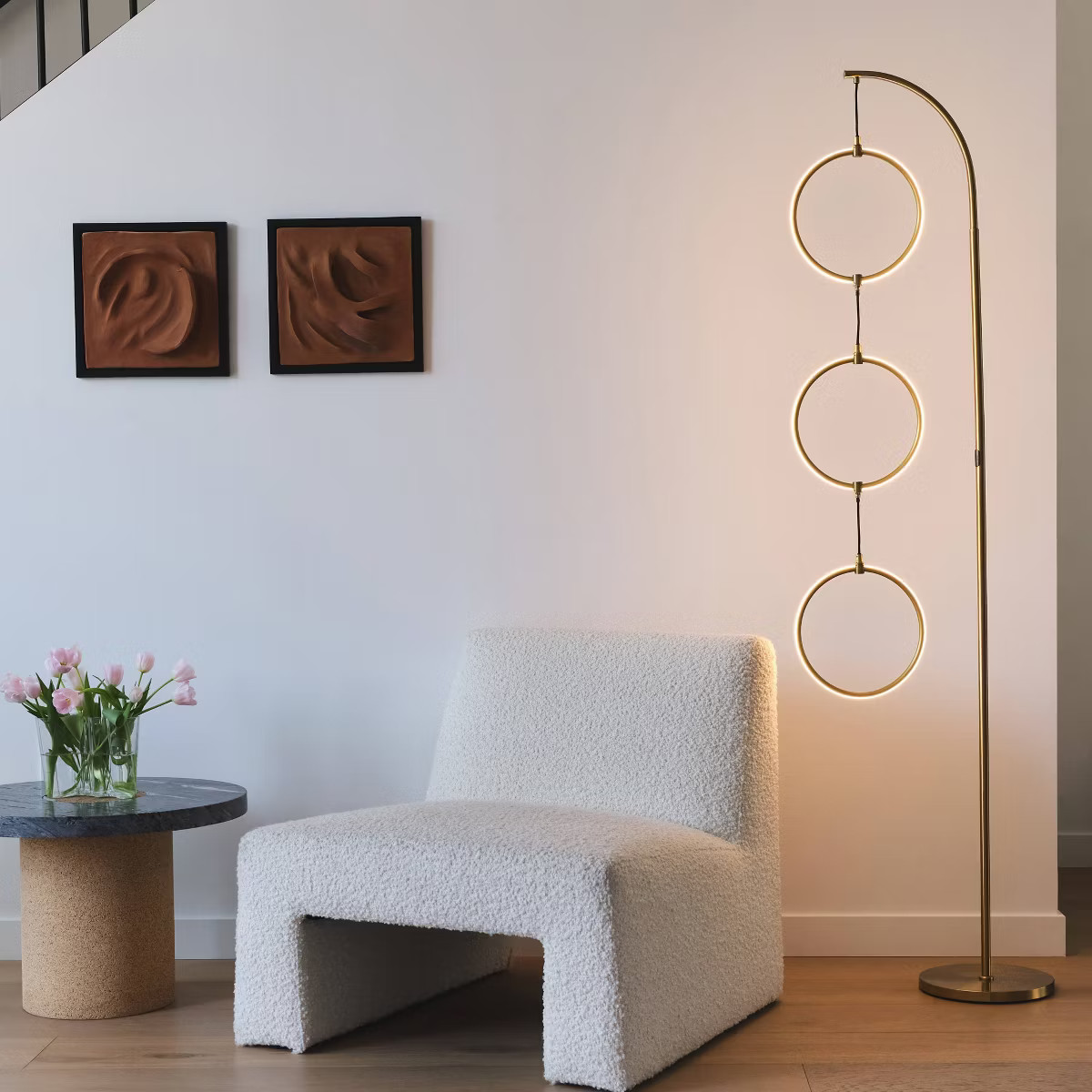 Brightech Nova Modern Dimmable Integrated LED Arc Floor Lamp Antiqued Brass : LED, 3-Way Touch Se... | Target