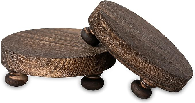 Romadedi Farmhouse Wood Riser for Display- 2 pcs Rustic Decor Mini Wooden Pedestal Decorative Rou... | Amazon (US)