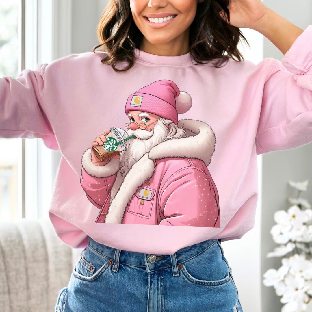 Bougie Santa Gildan Unisex Sweatshirt Pink Fur Hood Iced - Etsy | Etsy (US)
