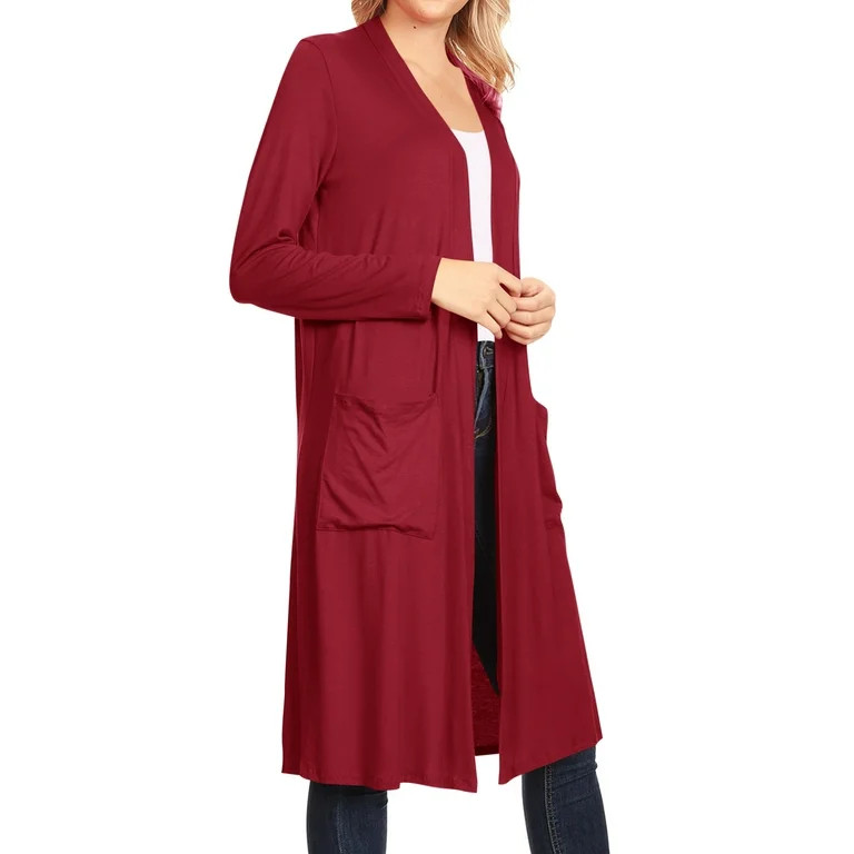 Women's Casual Loose Fit Side Pockets Solid Soft Lightweight Long Cardigan | Walmart (US)