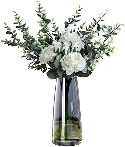 Ins Modern Glass Vase Irised Crystal Clear Glass Vase for Home Office Decor (Crystal Grey) | Amazon (US)