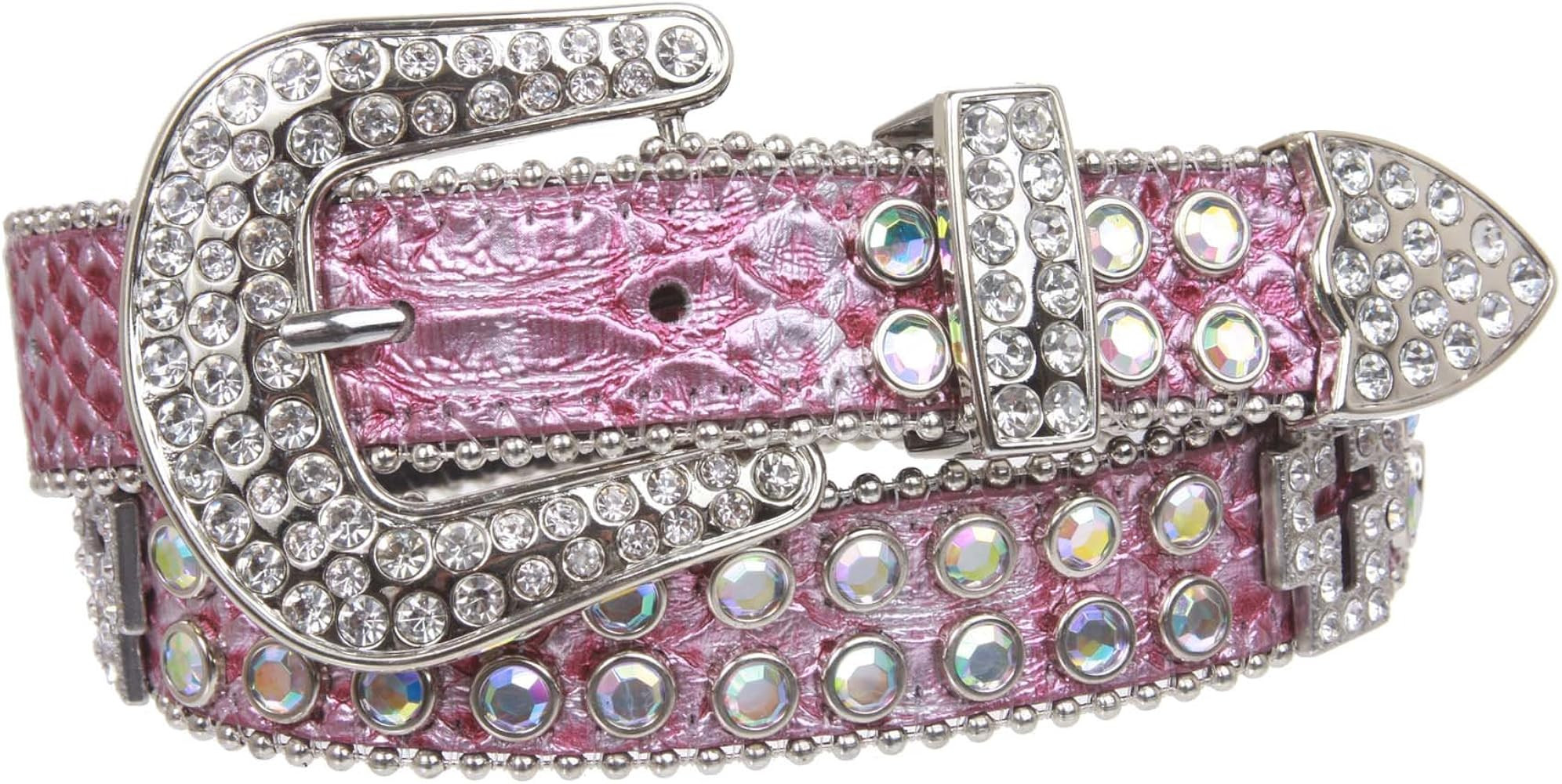 Kids 1" (25 mm) Western Cowgirl Rhinestone Cross Studded Skinny Belt | Amazon (US)