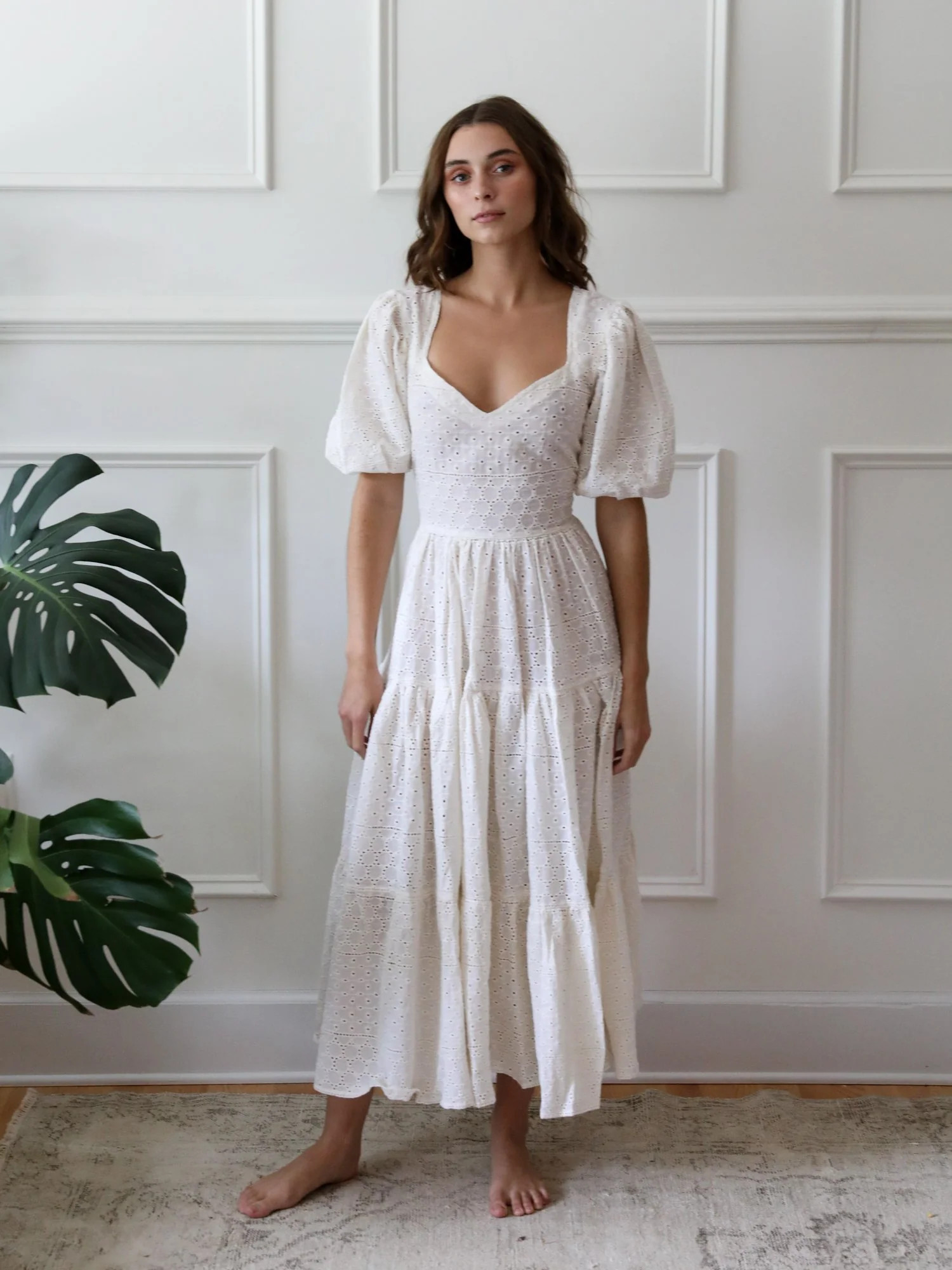 Shop Mille - Maja Dress in Pearl Eyelet | Mille