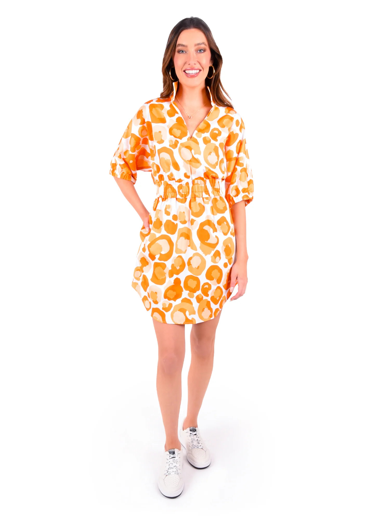 Palmer Dress - Orange Collegiate Cheetah | Emily McCarthy