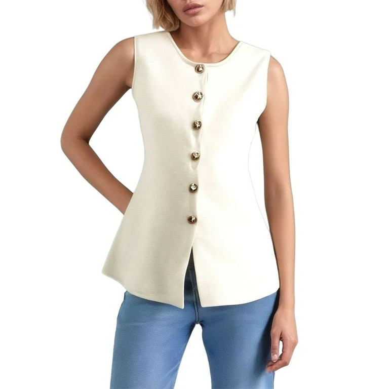 BAODANN Women's Sleeveless Knit Cardigan Lightweight And Stylish For Summer 40b Baseball Mom Tops... | Walmart (US)