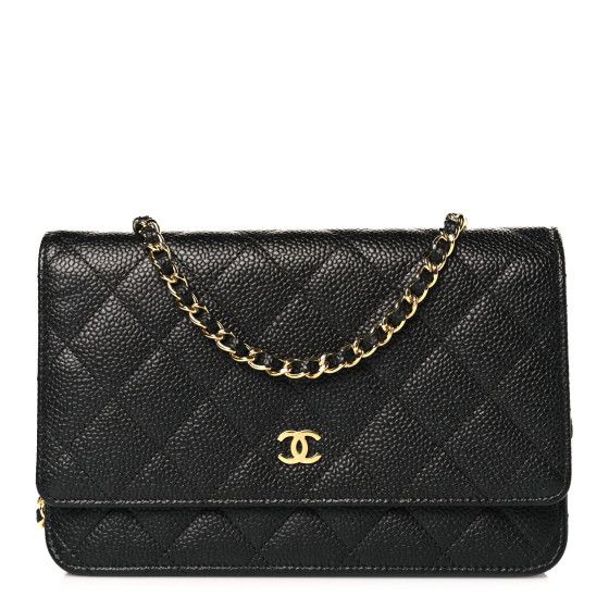 Caviar Quilted Wallet on Chain WOC Black | FASHIONPHILE (US)