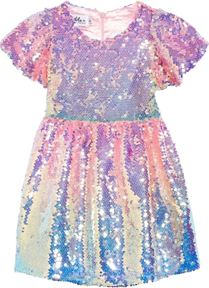 Kids' Puff Sleeve Ombré Sequin Dress | Nordstrom