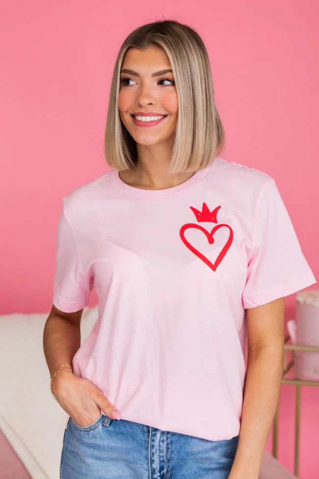 Queen Of Hearts Pink Graphic Tee | The Pink Lily Boutique