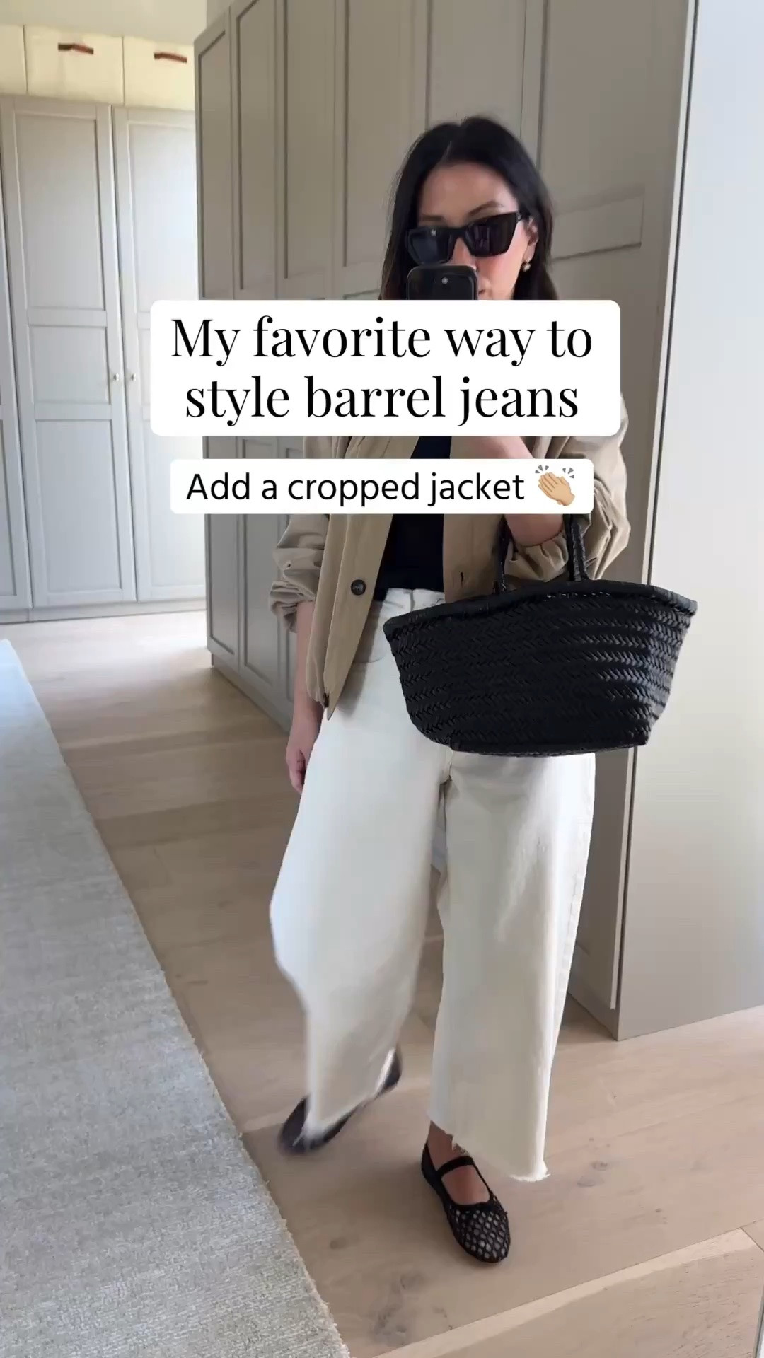 An outfit formula that I rely on weekly: cropped jacket and barrels. Never fail!

Madewell tee xs
Zara jacket small
Everlane curve jeans 26 - cut hems
Loeffler Randall flats 5
Dragon Diffusion triple jump small
YSL sunglasses
Electric picks earrings
Dorsey James necklace 15" 

Spring outfits 2026, petite style

#LTKmomlife #LTKootd #LTKPetite