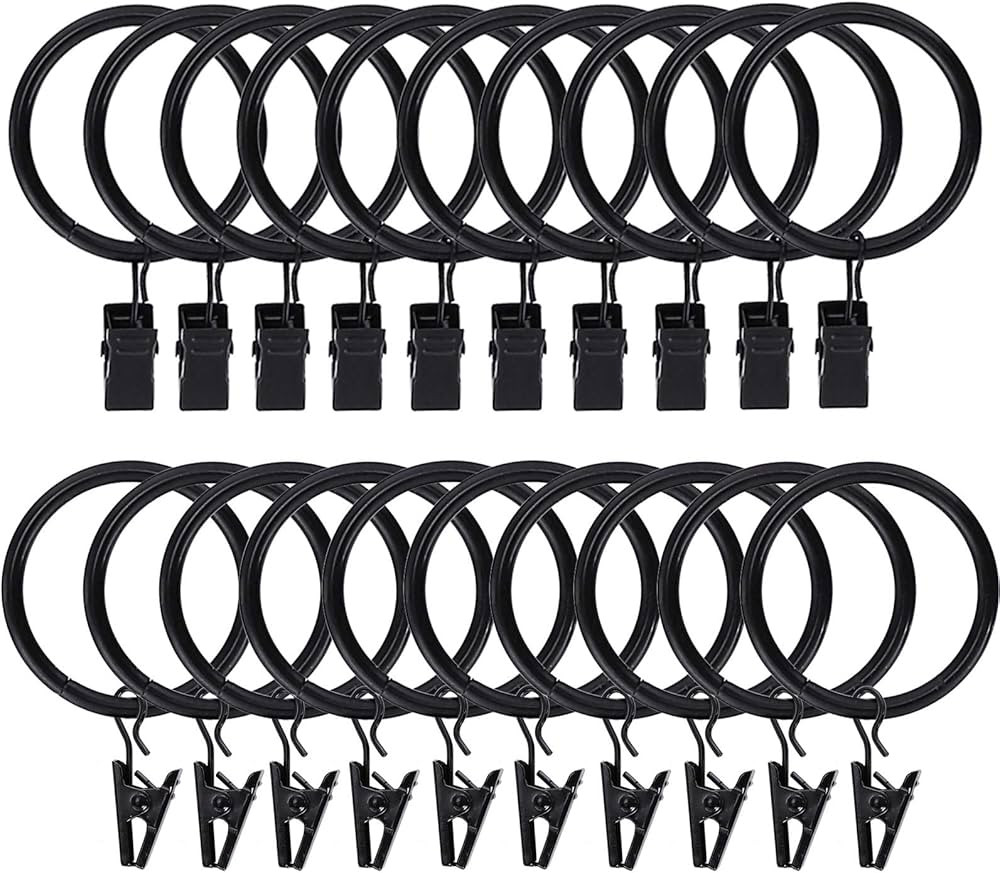 20Pcs Rustproof Drapery Matte Stainless Steel Metal Curtain Rings with Clips 1.5 inch Drapery Rin... | Amazon (US)