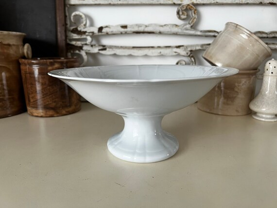 Antique French Plain White Porcelain Compote  Fruit Bowl  - Etsy UK | Etsy (UK)