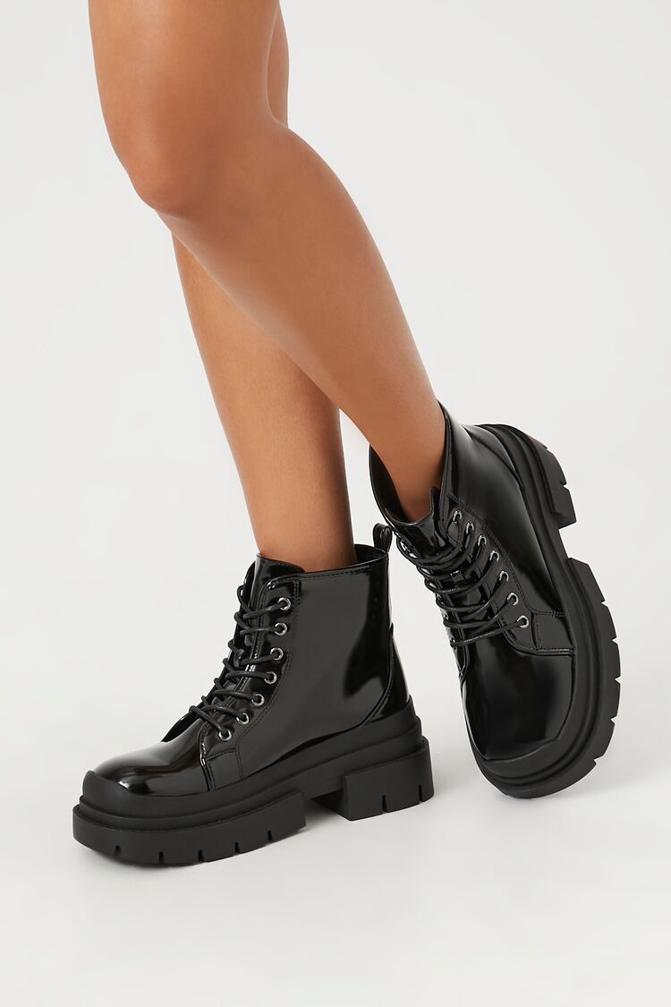 Faux Leather Lug-Sole Combat Booties | Forever 21 | Forever 21 (US)