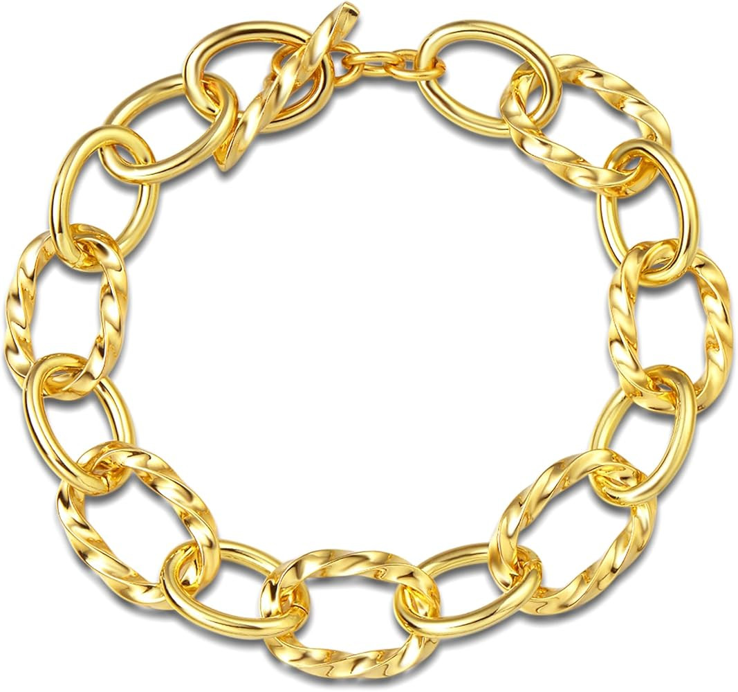 UNY JEWEL Luxury Fusion Twisted Cable Link Chain Bracelet for Women Shinny Designer Dupes Stateme... | Amazon (US)