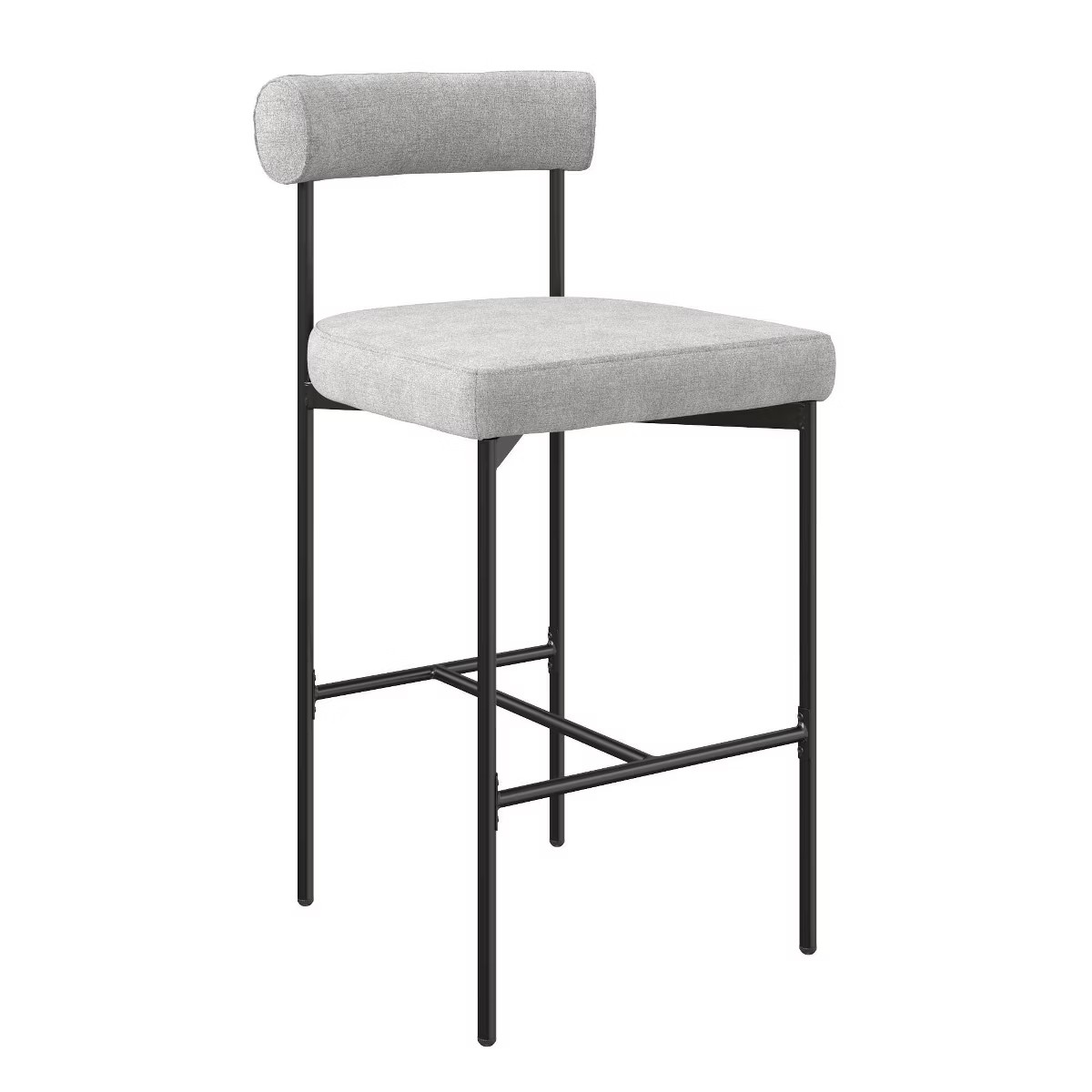 Metal Upholstered Counter Height Barstool with Back Light Brown - Nathan James: Vegan Leather, Mi... | Target