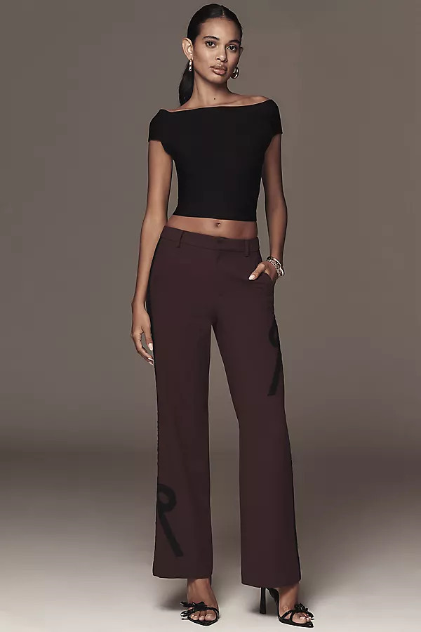 Ribbon Slim Flare Trouser Pants | Anthropologie (US)