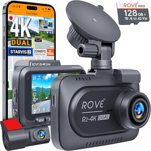 ROVE R2-4K DUAL Dash Cam Front and Rear, STARVIS 2 Sensor, FREE 128GB Card Included, 5G WiFi - up... | Amazon (US)