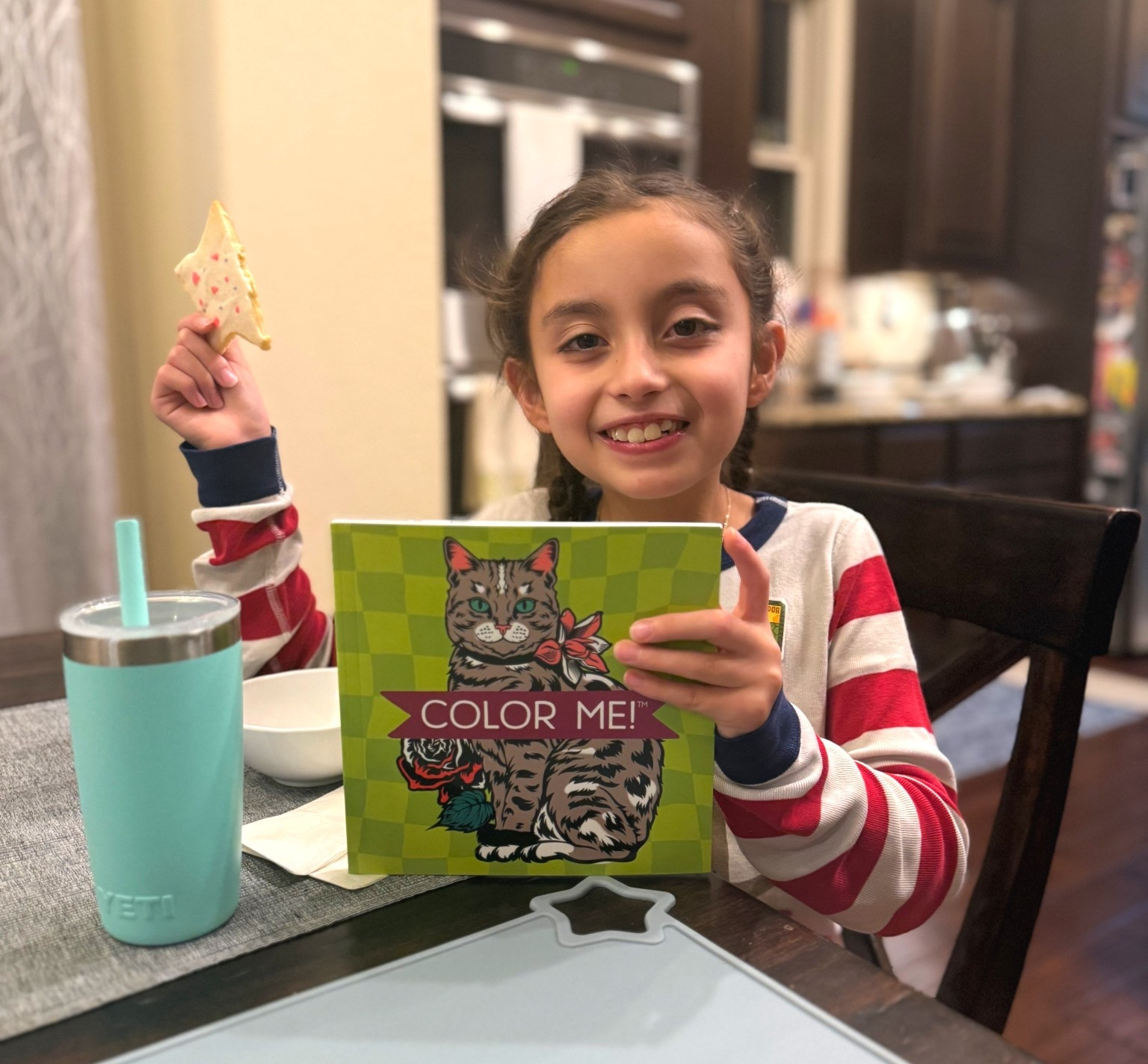 Hanging out at home with my daughter. Kitty coloring book, Yeti cup, and homemade sugar cookies  

#LTKKids #LTKOver40 #LTKSeasonal