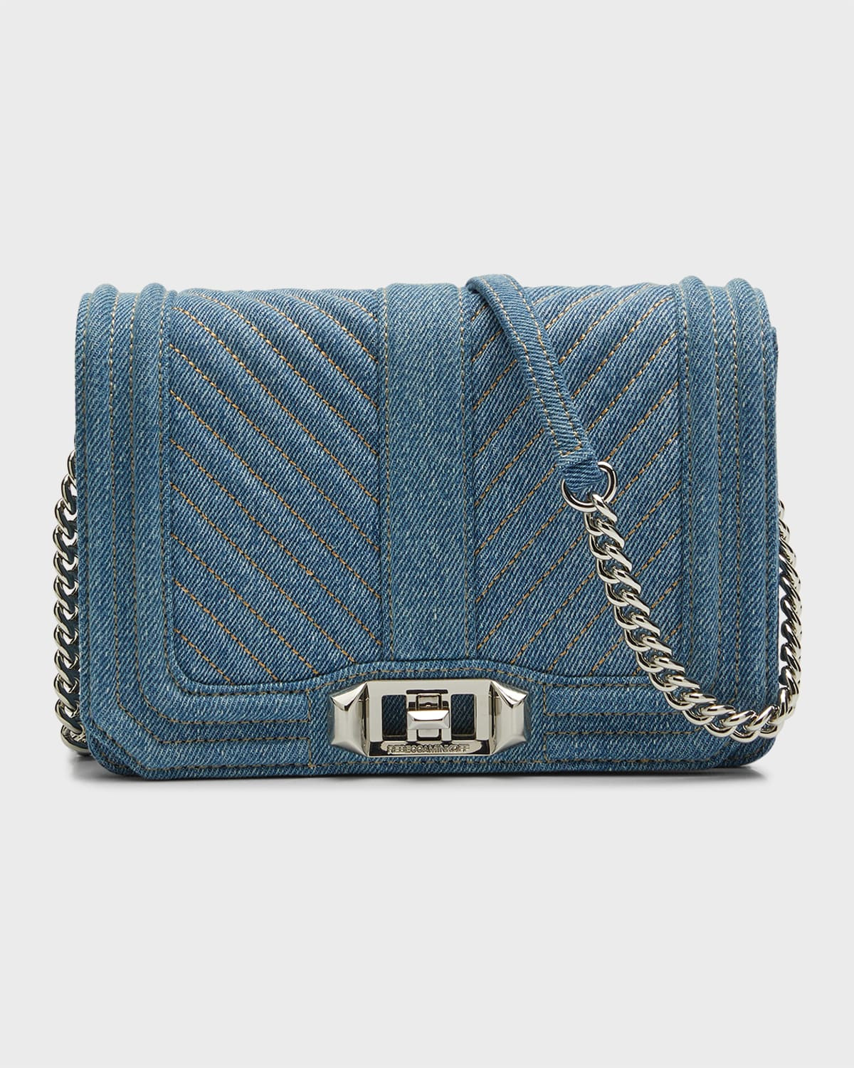 Love Small Chevron-Quilted Denim Crossbody Bag | Neiman Marcus