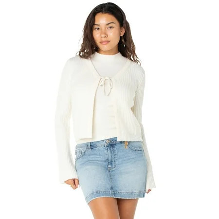 Celebrity Pink Women's 2 Piece Sweater Set Sleeveless Mockneck with Tie Front Cardigan, Sizes XS-XXXL | Walmart (US)