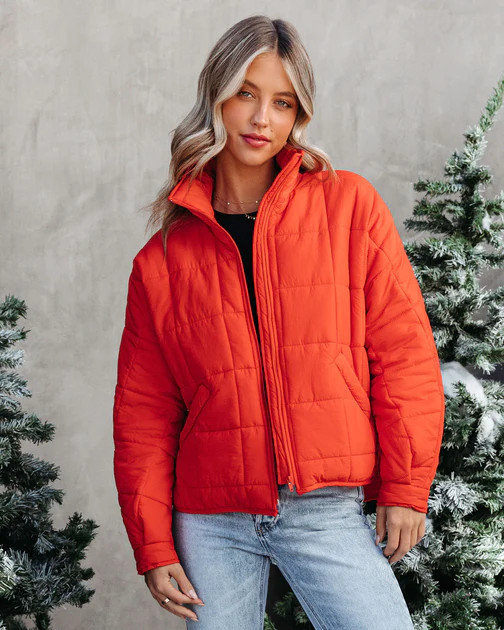 Hunter Quilted Pocketed Jacket - Orange | VICI