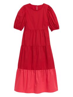 Tiered Two-Tone All-Day Midi Swing Dress for Women | Old Navy (US)