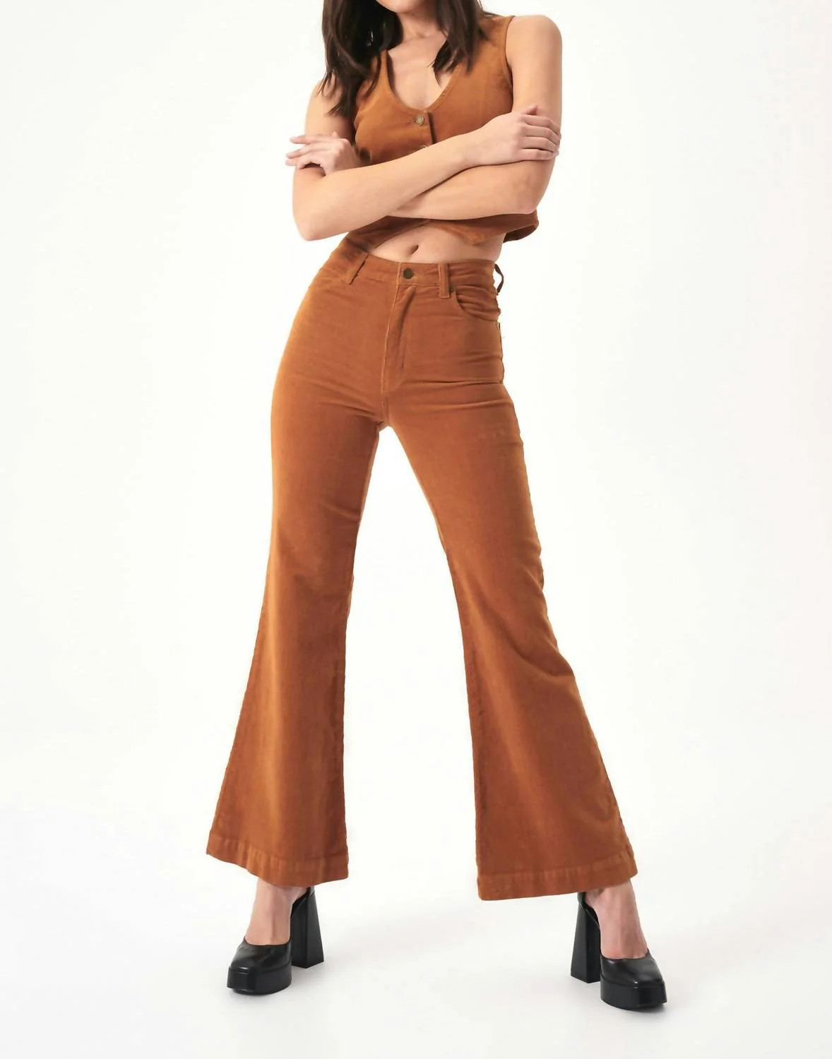 Eastcoast Flare Pant In Tan Cord | Shop Simon