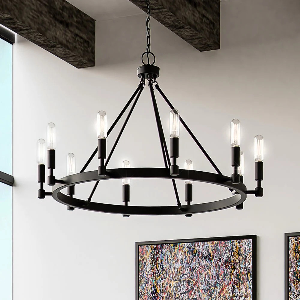 ULB2020 New Traditional Chandelier, 23''H x 31''W, Matte Black Finish, Cedonia Collection | Urban Ambiance, Inc.