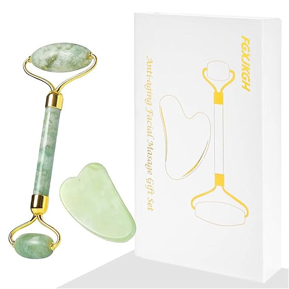 Jade Roller Gua Sha Set-Jade Roller For Face 2020 UPGRADED FGXJKGH Facial Roller Massager Body Ey... | Amazon (US)