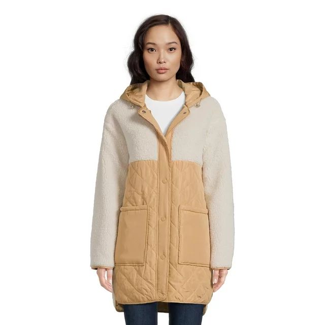 Jason Maxwell Women’s and Women’s Plus Size Mixed Media Jacket with Hood, Sizes S-3X | Walmart (US)