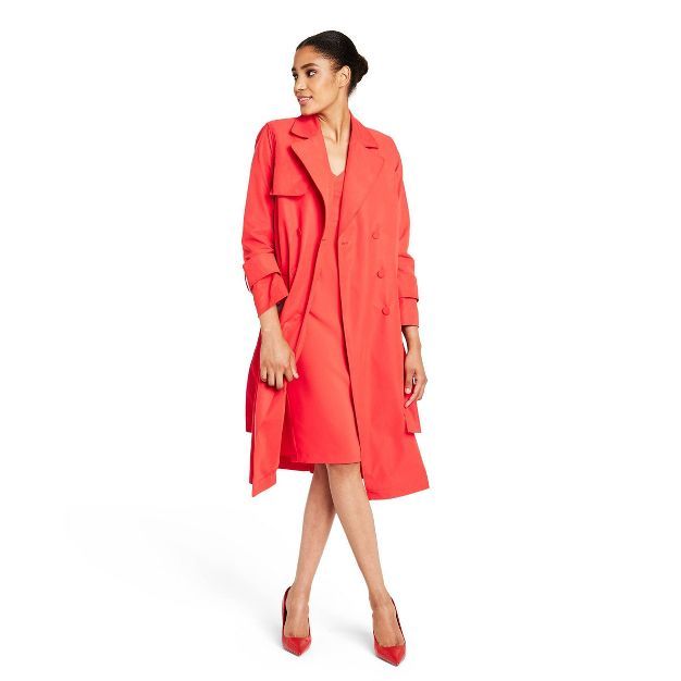 Women's Strong Shoulder Trench Coat - Sergio Hudson x Target Red | Target