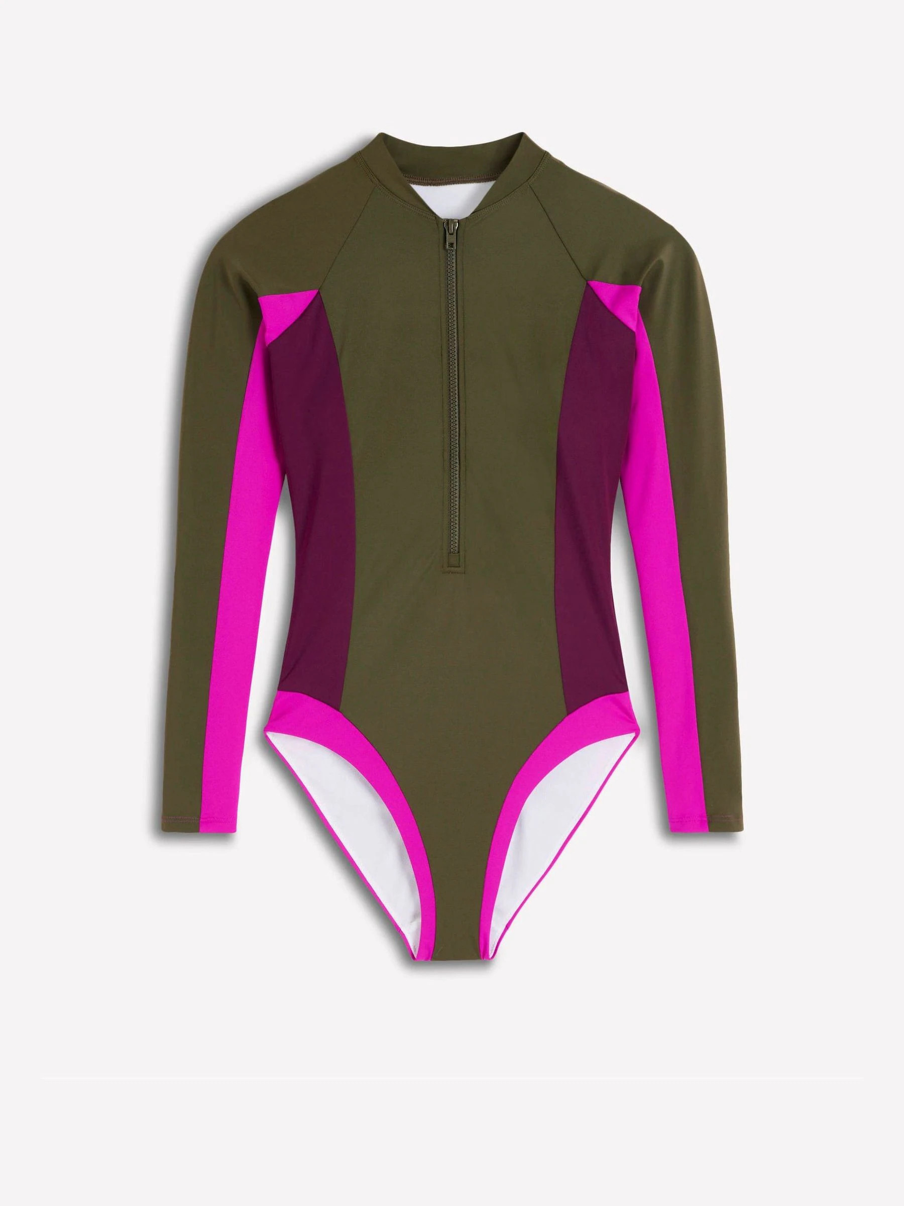 Boden Boden Green Sporty Raglan Sleeve Swimsuit | Next US