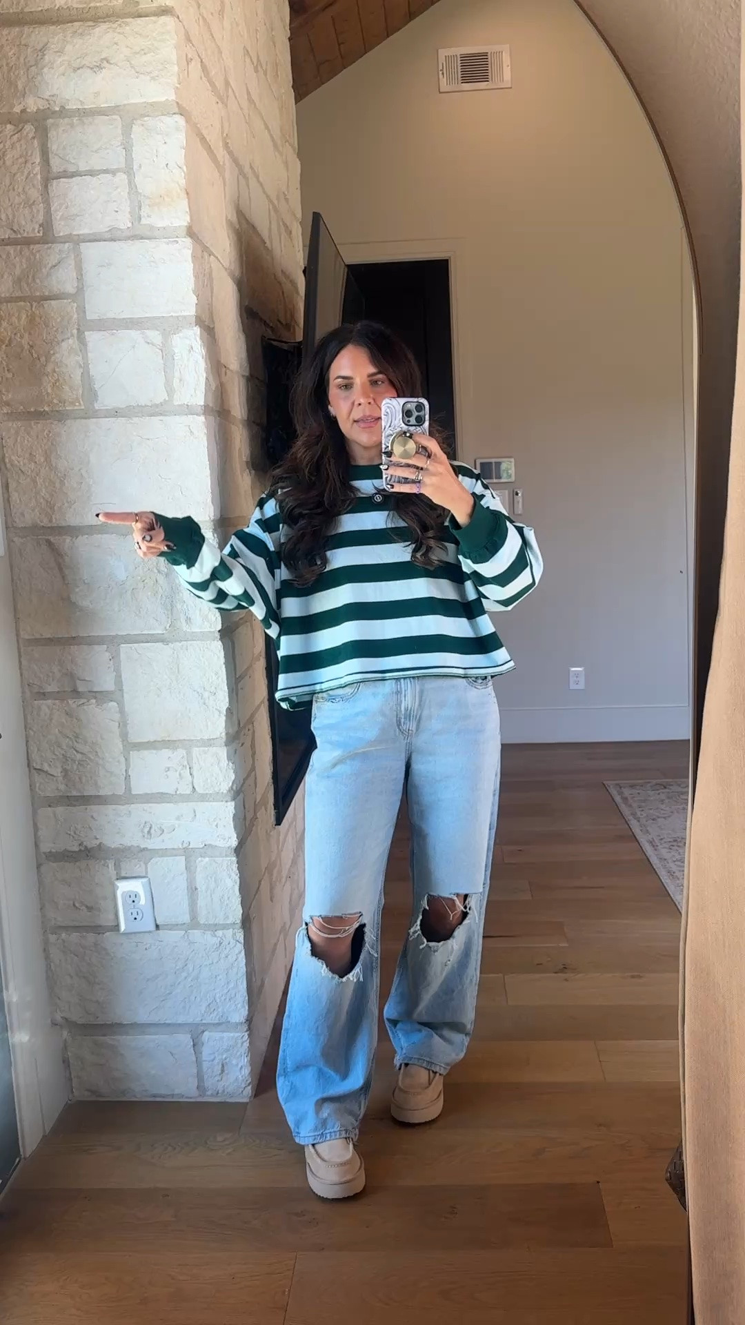 Big sale. Denim on sale and all my tops too!
Wearing a large in all tops, true to size on bottoms. 
I like the long or extra long length and I’m almost 5’8” tall

@AmericanEagle #AEPartner #AEJeans