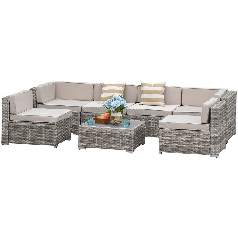 Outsunny 7-Piece Patio Furniture Sets Outdoor Wicker Conversation Sets All Weather PE Rattan Sect... | Target