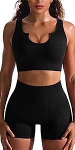 Workout Sets for Women, Cut Seamless Matching Sets 2 Pieces Outfits, Sexy Two Piece Workout Outfi... | Amazon (US)