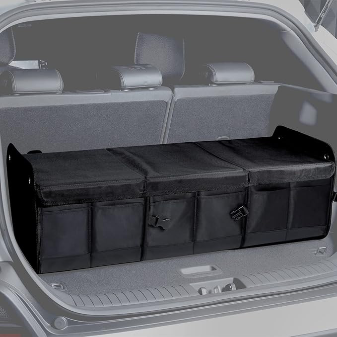 Car Trunk Organizer with Lid - Black Premium Oxford and Cargo Storage Adjustable for Auto, Sedan,... | Amazon (US)