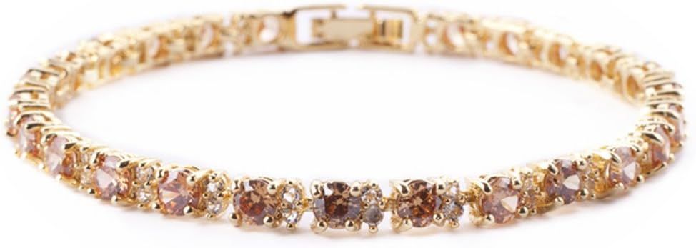 RIZILIA Eternity Tennis Bracelet & Round Cut CZ in Yellow Gold Plated, 7" | Amazon (US)